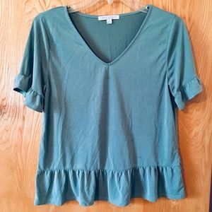 Green Envelope Mint Green V-Neck Top